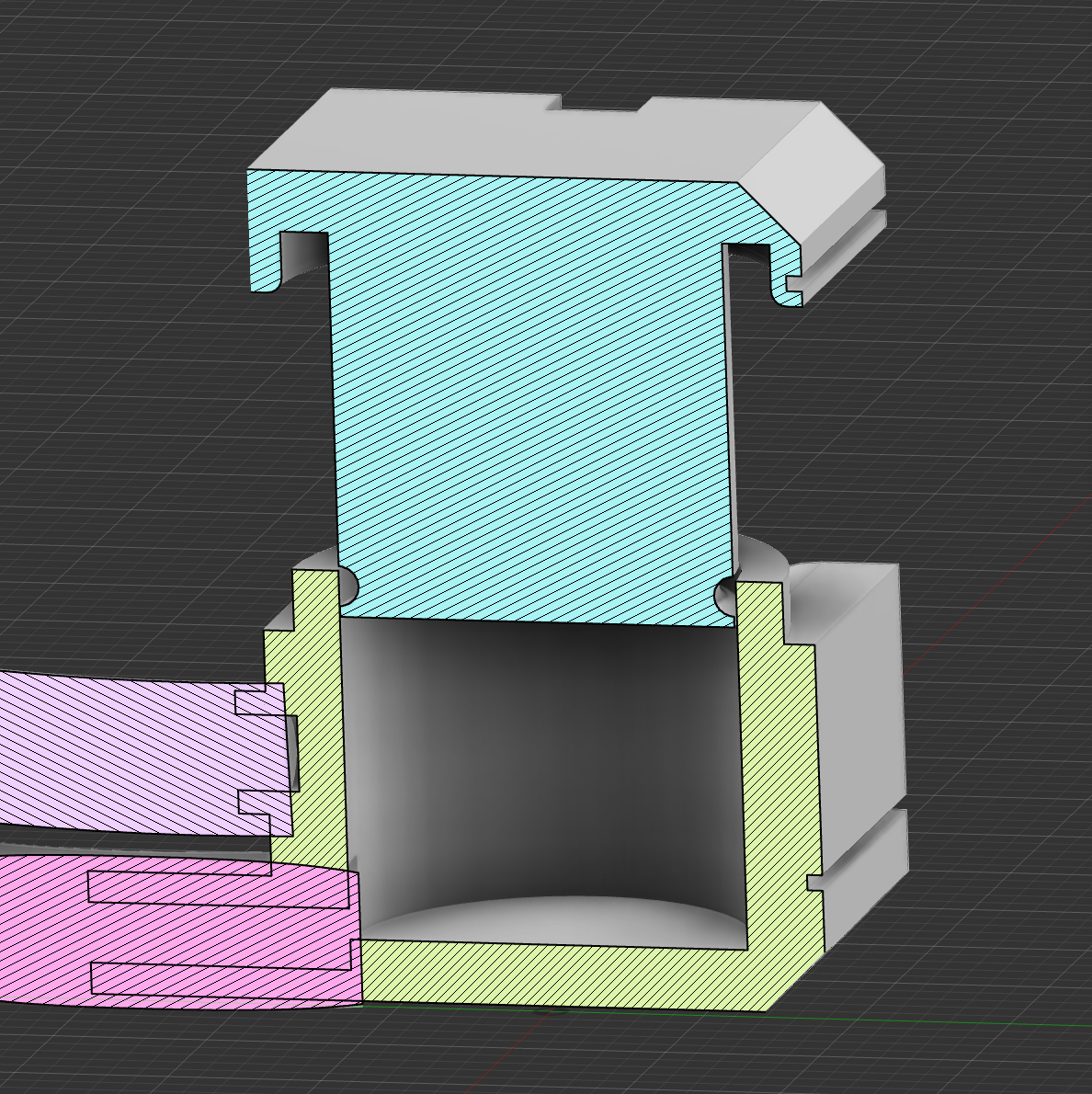 Fusion 360 model of the hydraulic head showing the slave piston extended to 27mm expanded height